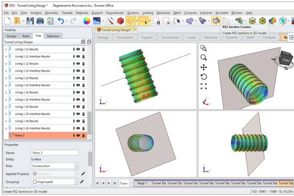 В программе Rocscience RS3 появилась возможность непосредственной работы в локальных системах координат